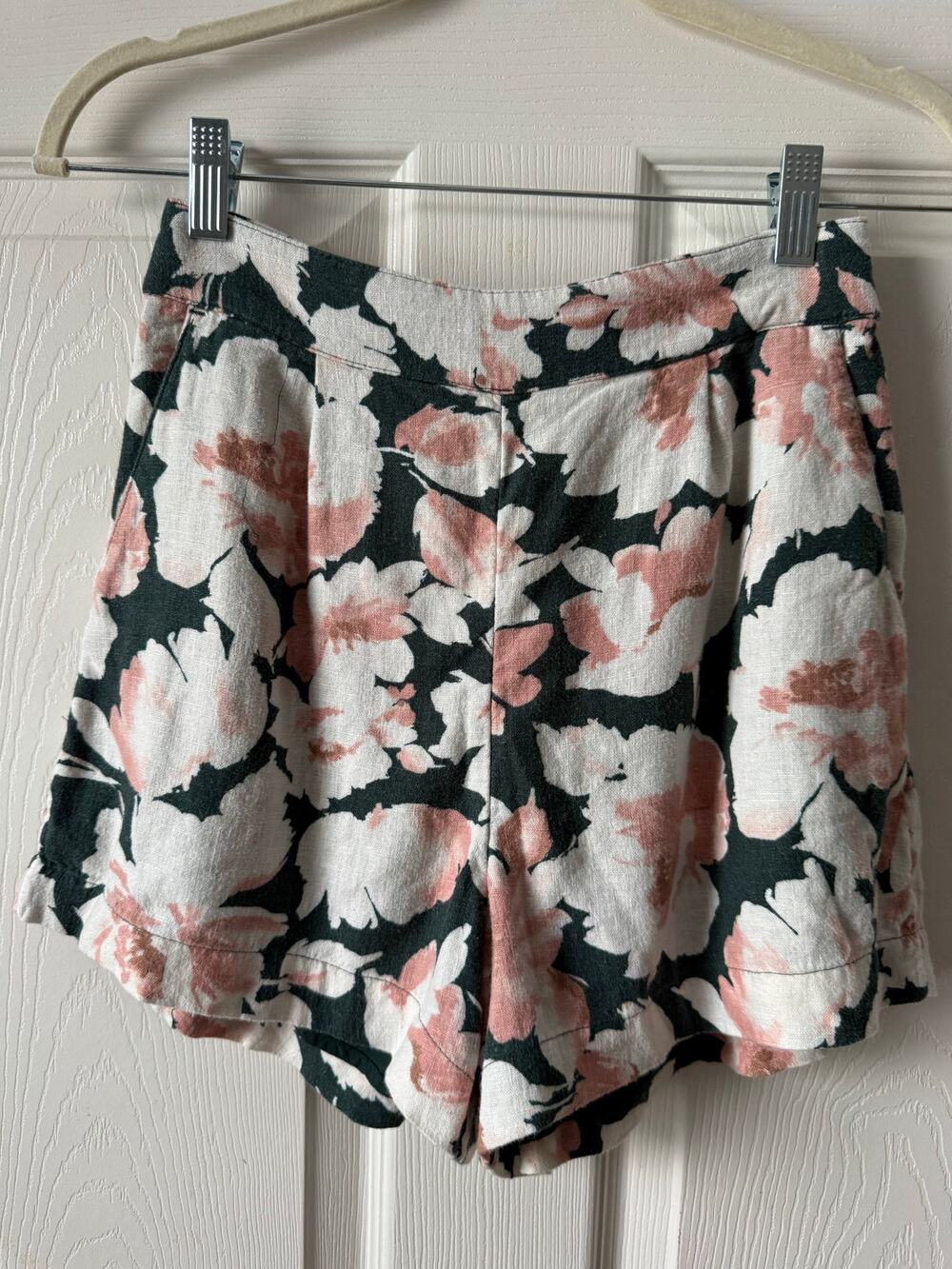 Abercrombie & Fitch Floral Linen Blend Shorts Pockets Size S Resort Coastal